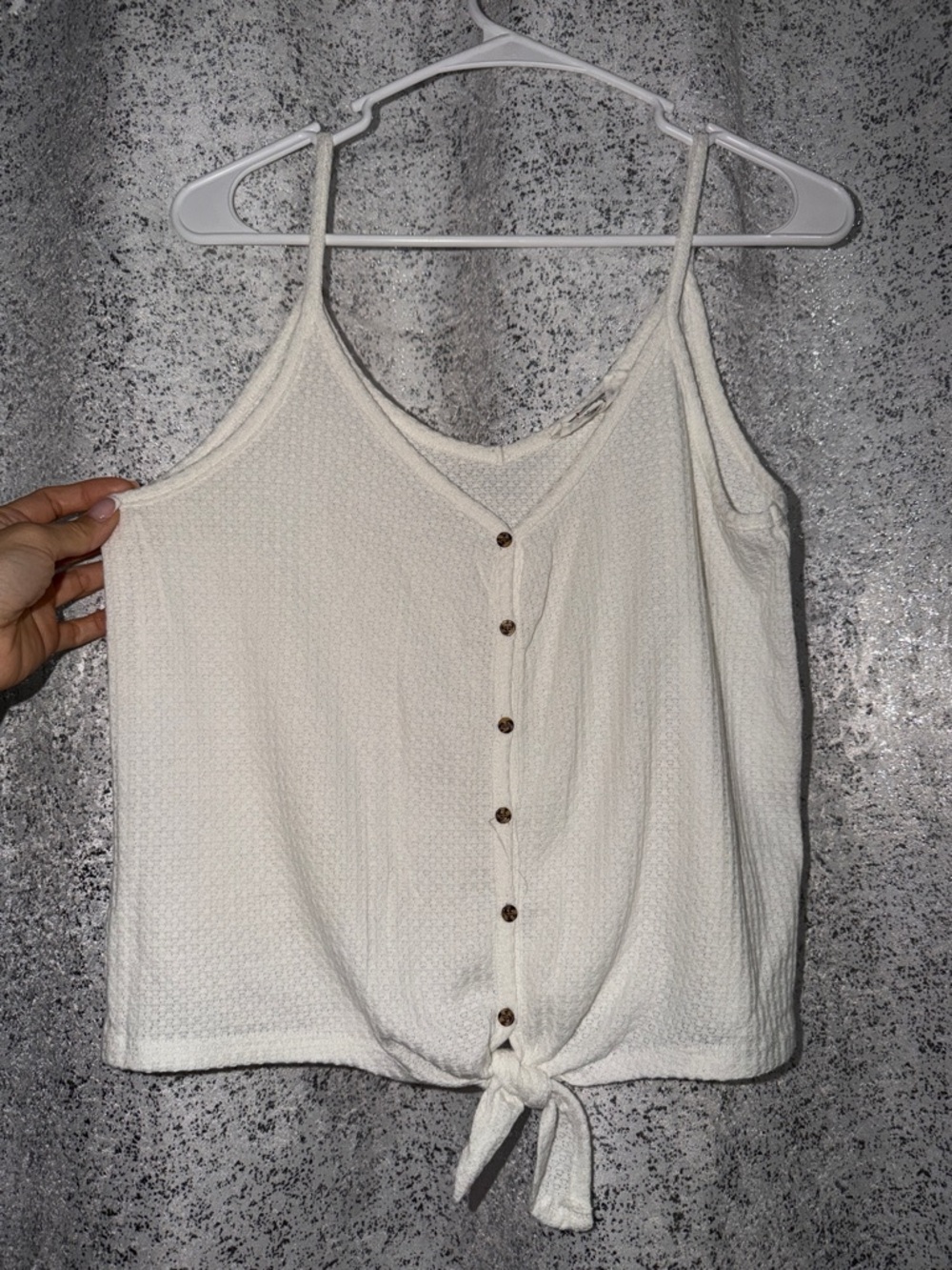 Hippie Rose Cream Button-Front Tie-Hem Cami